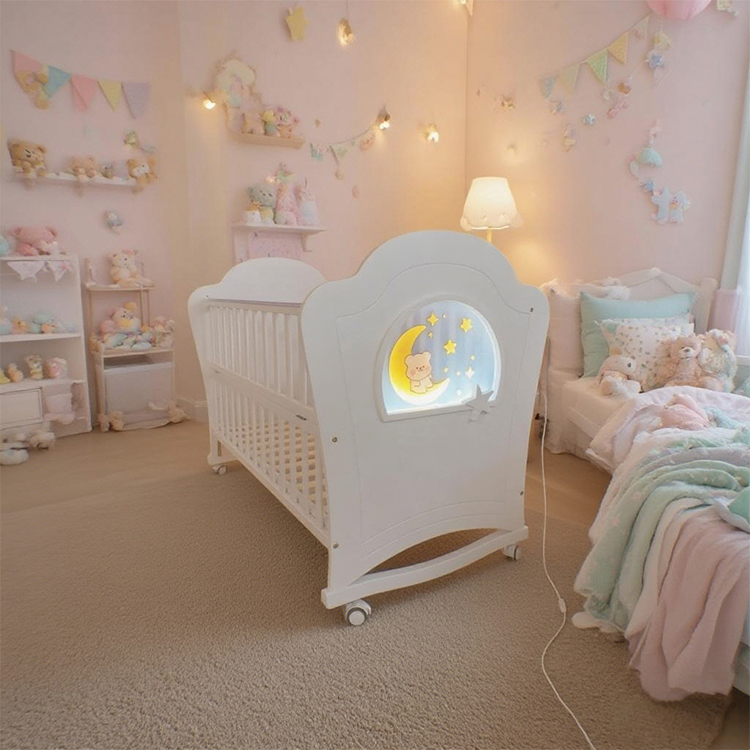 wooden baby crib QR-26-bear