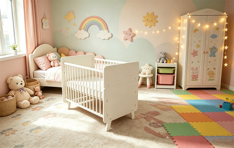 wooden baby crib QR-03 - white